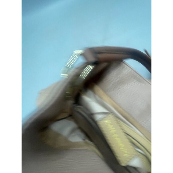 brown faux leather bag snap close strap 2 large inner pouches READ - Picture 10 of 10